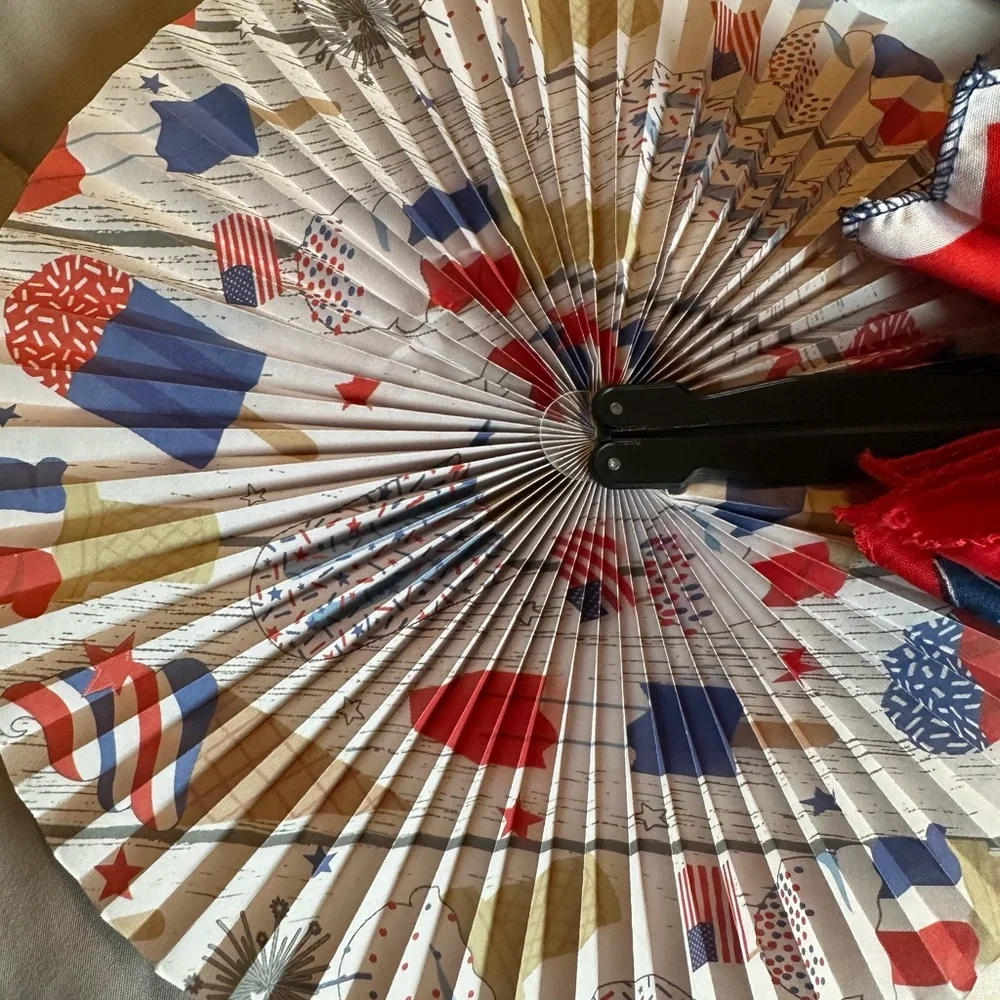 Patriotic Party Supplies Set with Fans, Necklaces, and Bandannas